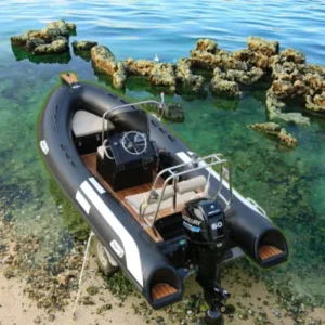 Rib Boat RIB480 Inflatable Boat Luxury Sport Yacht Features Fiberglass V Deep Hull PVC Hypalon Material Rowing Boat