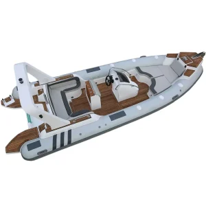 Rib 700 light gray 7.0 meters, 23 feet of a sports rib fishing boat using power type for aluminous lake on board a ship