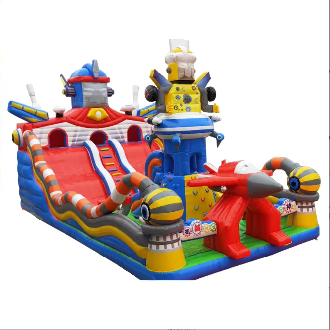 Robot Warrior Inflatable Bouncer Castle Game Kids House Party Jump Bouncing Slide Combo for Kids Party Rental Backyard