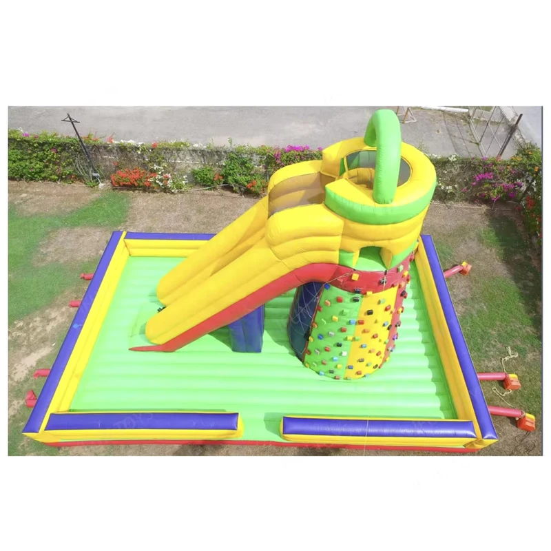 Seluncuran Inflatable dengan Dinding Panjat untuk Anak-anak dan Dewasa