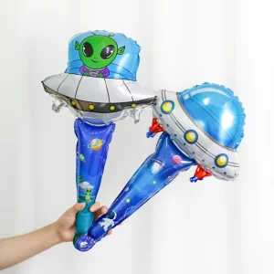 Rocket Astronaut Airship Handheld Balloon Outer Space Cartoon Balloon Inflatable Planet Themed Baby Shower Birthday Party Decor