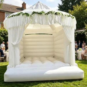 Kastil Bounce Inflatable PVC Putih Romantis untuk Pesta, Pernikahan, Ulang Tahun, Acara Halaman Belakang