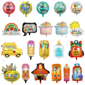 Round 18inch Mylar Aluminum Welcome Back Helium Pencil Foil Balloons Back to School Decoration Party Foil Balloon