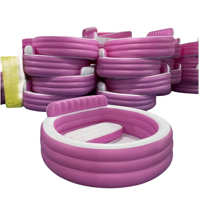 Piscina Gonfiabile Rotonda in PVC Portatile per Esterni con Seduta Piscine Gonfiabili per Bambini