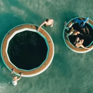 Runde aufblasbare Wasserhammock Schwimmende Plattform 10 Klassische Liegen Aufblasbare Hängematte für Erwachsene und Kinder
