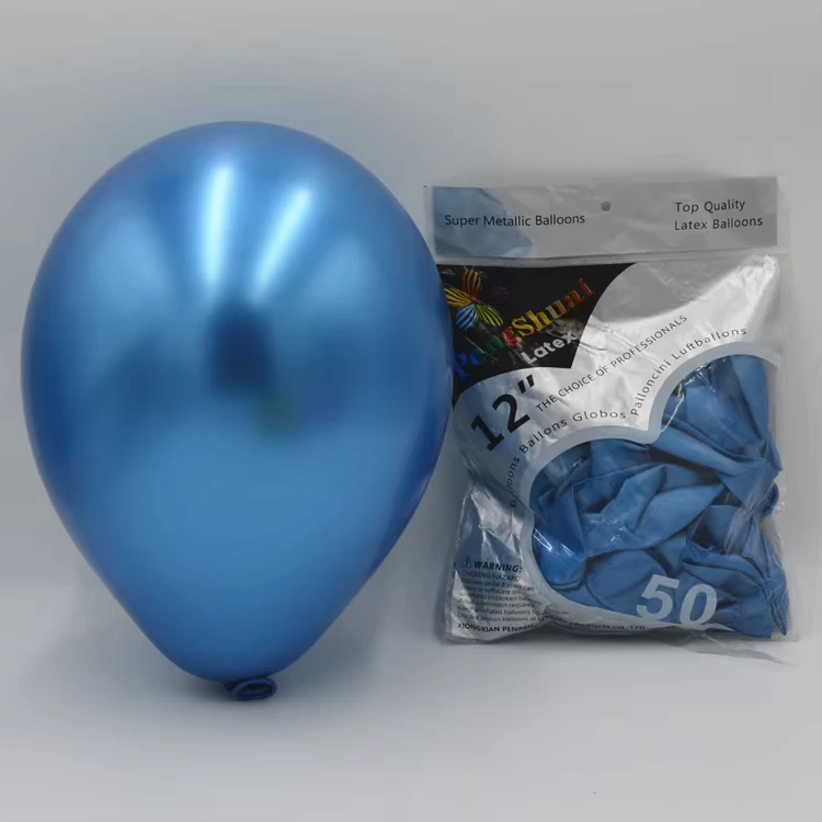 Balon Lateks Chrome 12 Inci Berwarna Biru Mengkilap Bentuk Bulat