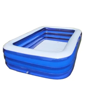 สระว่ายน้ำ Inflatable ยางคุณภาพสูง โครงสร้างเหล็กโลหะที่มีโลโก้ที่ปรับแต่งได้ PVC ด้านบนสำหรับสวนสนุกน้ำ