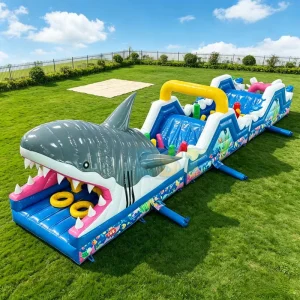 SHark Inflatable Obstacle Course Bounce House Slide Cartoon Inflatable Bouncer Combo for Amusement Park Inflatables Game