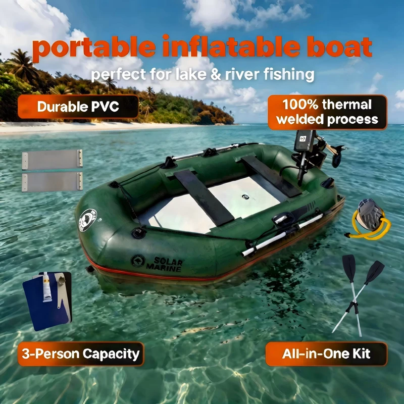 SOLAR MARINE B230 3 7.5FT 0.7MM PVC 3 Person 320kg Max Load Inflatable Fishing Boat Portable Folding Kayak Accessories