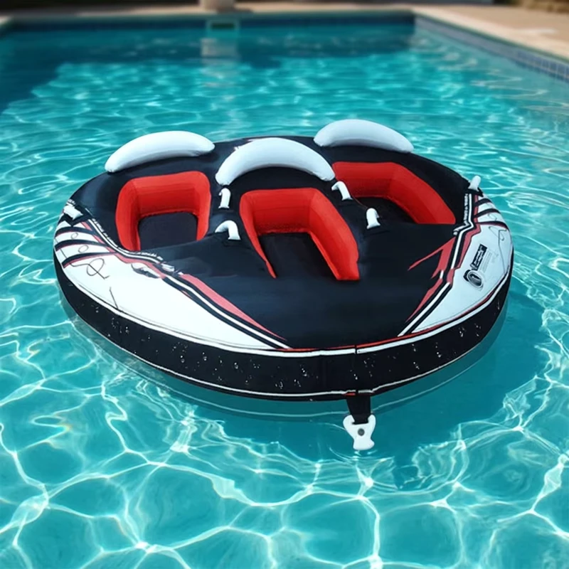 SUNSHINE INFLATABLE 3 Person Towable Tube for Boating Heavy Duty PVC Nylon Cover 12 Years up Unisex Water Sports
