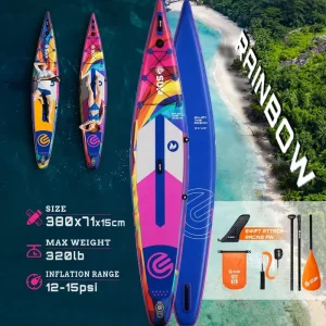 SUP 12 Feet 6 Inch SUP Boards Inflatable Stand up Sap Paddle Board Racing Water Play Name Is Encounter Rainbow