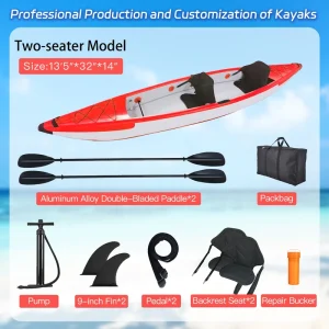 SUP Easy Carry Detachable Inflatable Fishing Kayak Two Section 4m Unisex Ocean Waters E Scooter