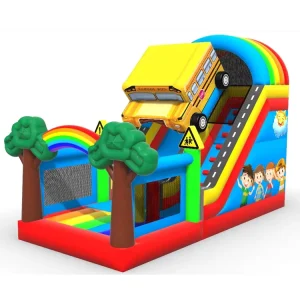 School Bus Inflatable Dry Slide Inflatable Bouncy Castle Commercial Inflatable Slide