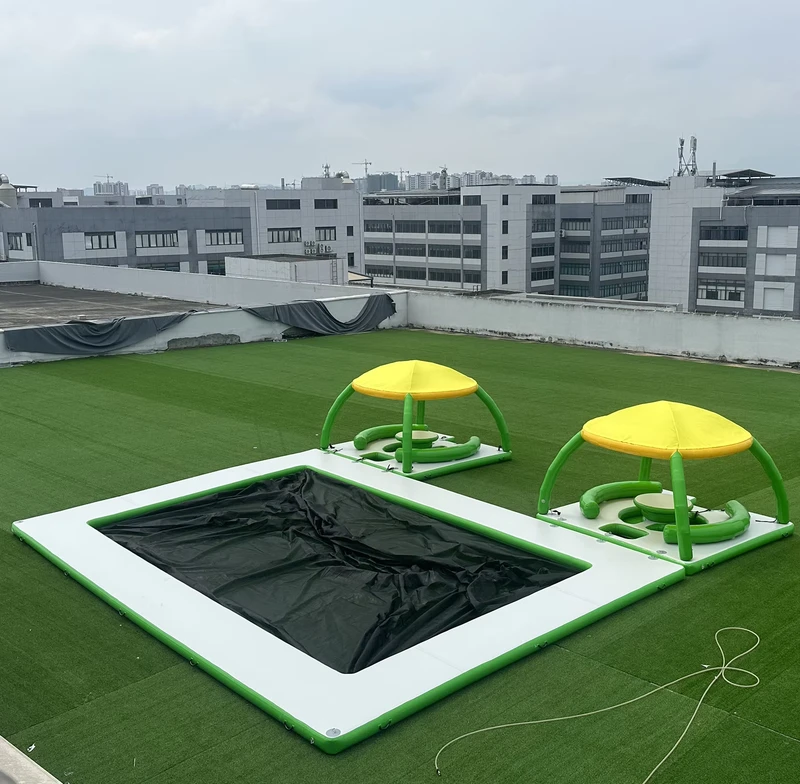 Zee Drijvende Zwembad Portable Opblaasbare Water Vrijetijdsbar Platform met Luifeltent