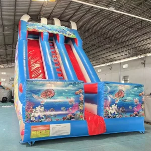 Sea Theme Blue Inflatable Slide Play Commercial Kids Party Inflatable Dry Slide Toys