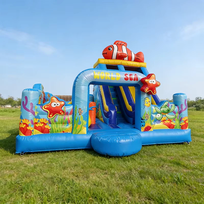 Sea World Aufblasbare Rutsche Kombi Aufblasbarer Bouncer Clownfisch Hüpfburg für Kinder