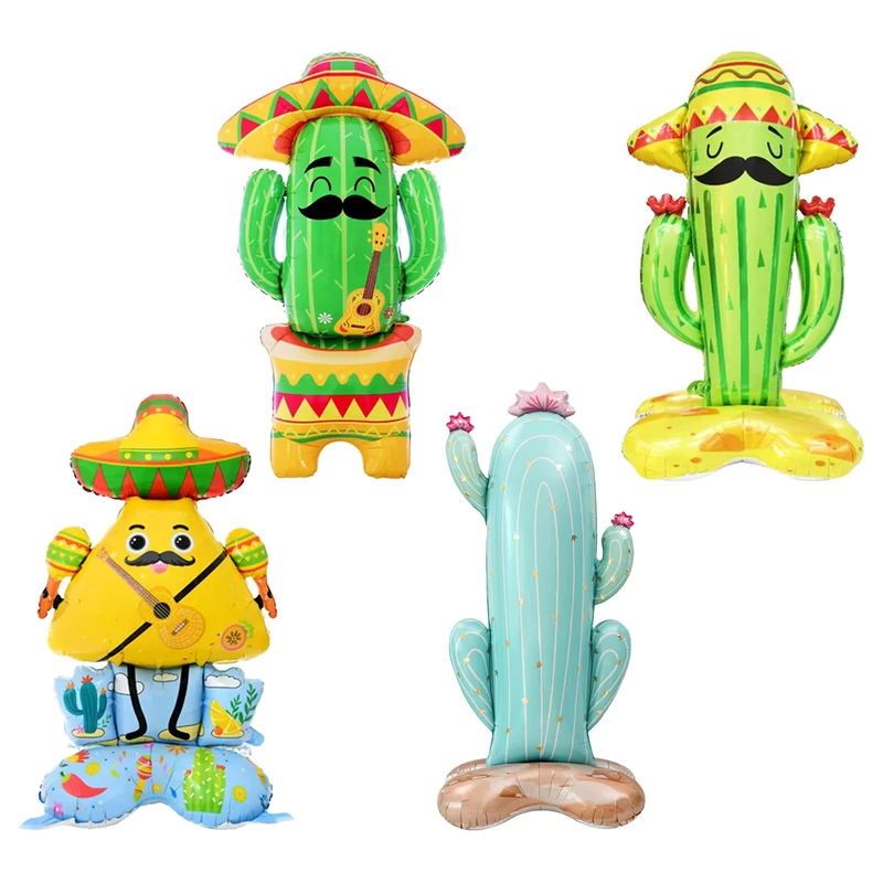 Globos de cactus inflables y de burrito de pie para decoración de fiestas de carnaval mexicana