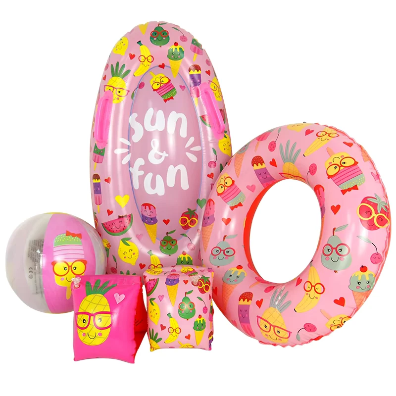 Set Pink 45Cm Baby Inflatable Swim Tube Pool Float Arm Ring Surfboard Eco friendly PVC Max Capacity <100kg for Beach Swimming