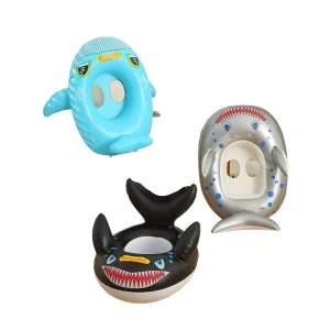 Shark Design Inflatable Pool Float Durable PVC Swimming Ring with Handle for Summer Water Fun