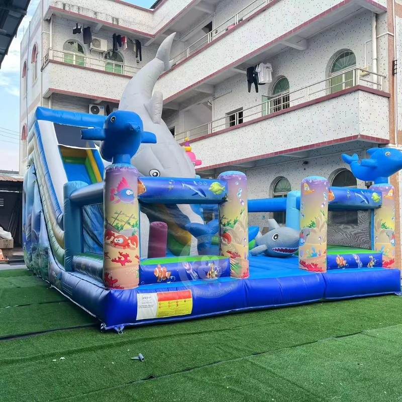 Castelo Inflável Azul com Escorrega - Combo de Diversão para Crianças