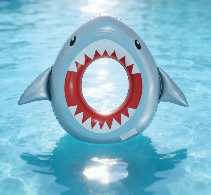 Anillo de natación inflable de tiburón, diseño realista de tiburón gris, flotador de piscina para niños y fiestas en la piscina