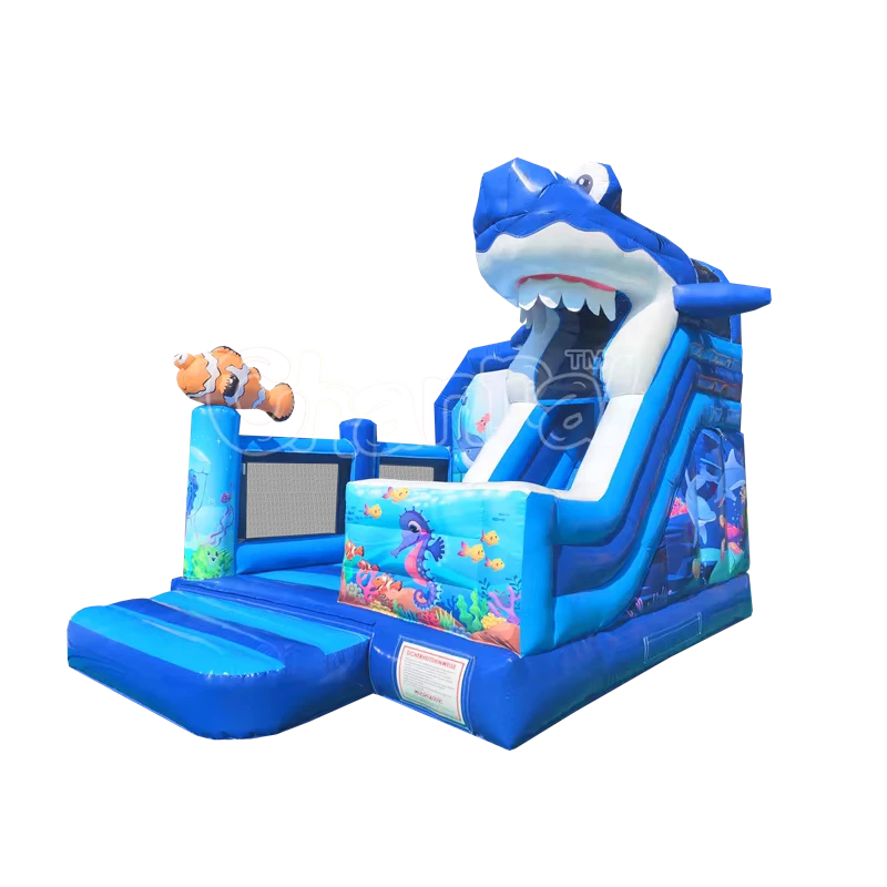 Castillo Inflable de Trampolín de Tiburón Casa Inflable Comercial a la Venta