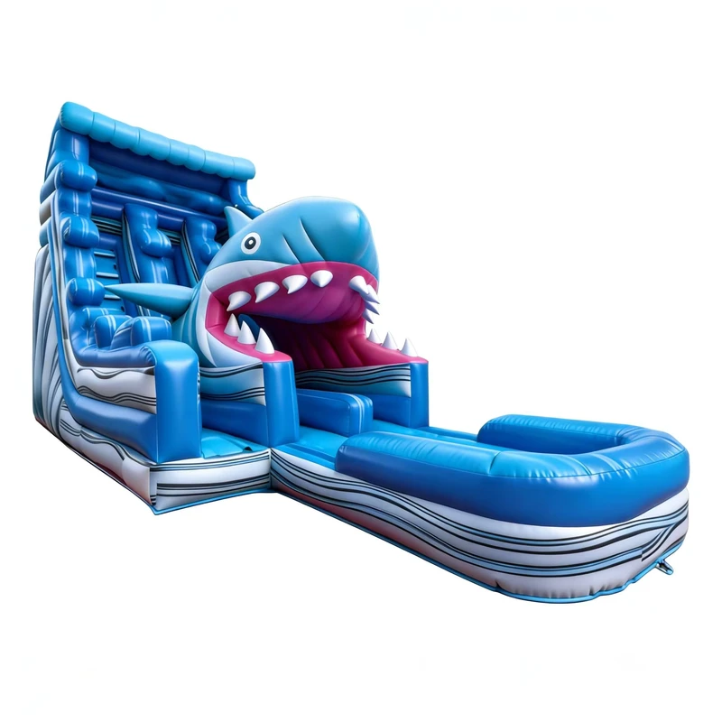 Haai Thema Opblaasbare PVC Milieu Vriendelijke Waterglijbaan Uitgebreide Slip N Slide Kinderen Oceaan Avontuur Commercieel Grade Buiten Speel