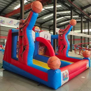 Shooting Basketball Inflatable Game PVC Material UV Protection Waterproof Easy Setup Customized Size 5 10 Passengers