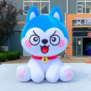 Short Plush Inflatable Cartoon Dog Giant Interactive Blow up Mascot Inflatable Cartoon Wolf Model