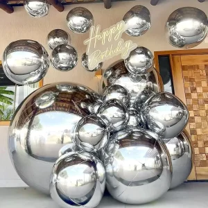Silver Gold 50 60 70 Inch Inflatable Balloons in Bulk Wedding Happy Birthday Party Decorations Reusable Large 4D Foil Balloon
