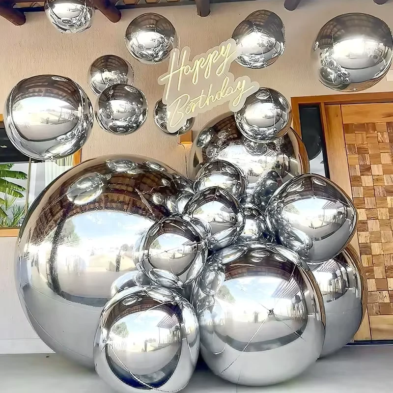Silver Gold 50 60 70 Inch Inflatable Balloons in Bulk Wedding Happy Birthday Party Decorations Reusable Large 4D Foil Balloon