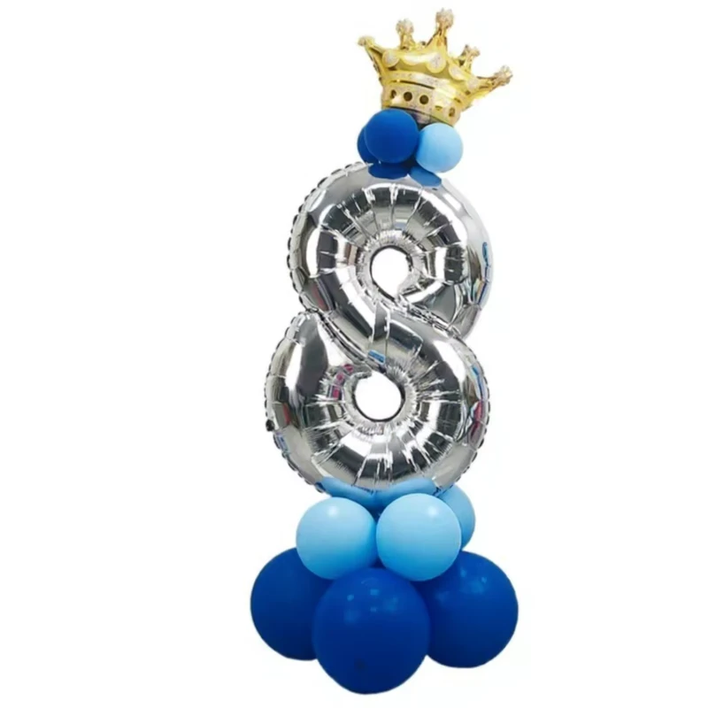 Ballon numérique argenté grand format, décoration d'anniversaire pour enfants et adultes, gonflable sans motif pour plusieurs occasions