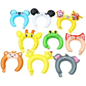 Single Christmas Foil Balloon Headband Animal Inflatable Hair Band Cute Cartoon Mylar Toy Balloon