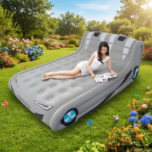 Đệm hơi tự bơm kích thước đơn và đôi có tựa lưng, gấp gọn, PVC, sử dụng trong nhà và ngoài trời, giường cắm trại di động