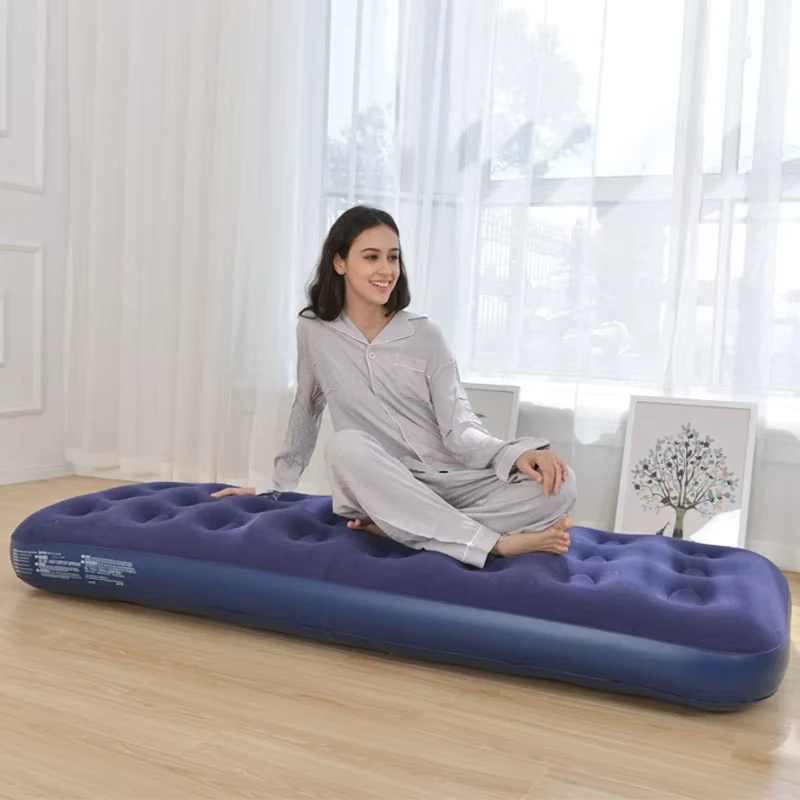 Single Inflatable PVC Camping Air Mattress 191X73X22cm Modern Flocked for Beach Outdoor Gym Home Furniture for Bedroom Hotel