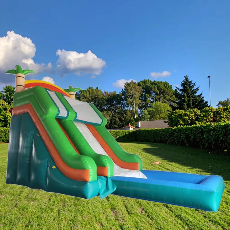 Cầu trượt nước 16ft một làn với bể bơi, phụ kiện đồ chơi bơm hơi, lâu đài bơm hơi có cầu trượt bán