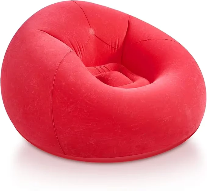 Sofá inflable de aire para camping, sofá de PVC con forro de terciopelo, silla tipo bean bag para uso en salón