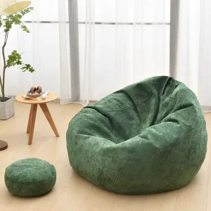 Single Recliner Inflatable Bean Bag Sofa Chair Japanese Design Outdoor Foldable Long Living Room with Fabric Upholstery