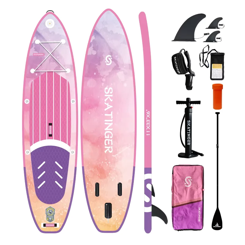 Tabla de paddle surf inflable Skatinger personalizada OEM con nuevo material de costura, tabla de paddle SUP inflable para deportes acuáticos