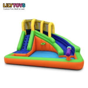 Small Colorful Anti-slip PVC Inflatable Water Park with Slide Inflatable Slides with Pool for Kids