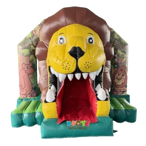 Small Commercial Lion Bouncy Castle Slide Combo PVC Inflatable Jumping Castle with Slide for Kids Party
