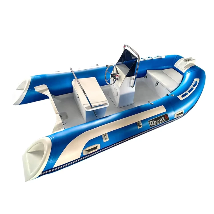 Bote Inflável de Borracha de Fibra de Vidro Pequeno para Pesca para 4 Pessoas com Motor de Popa para Uso em Rios e Mar