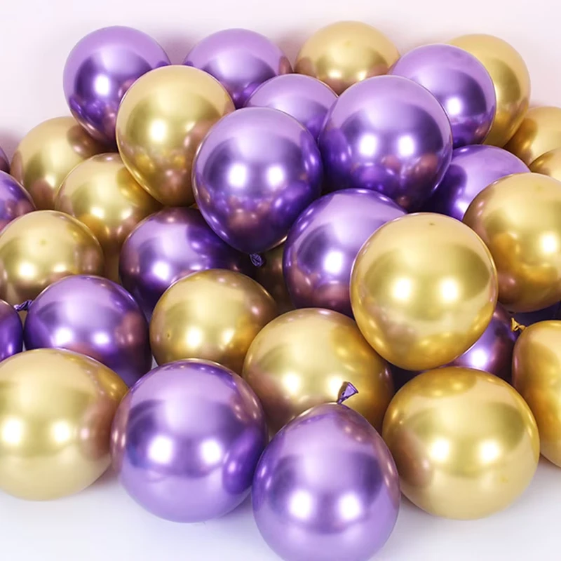 ลูกโป่งฮีเลียมกลม 5 นิ้ว สีรุ้งทองโรส 5 นิ้ว ลูกโป่งโลหะชอค