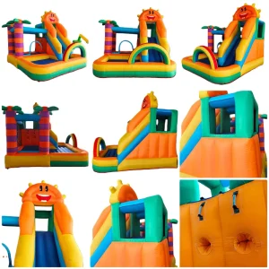 Small Indoor Outdoor Inflatable Bouncy Castle With Slide For Kids