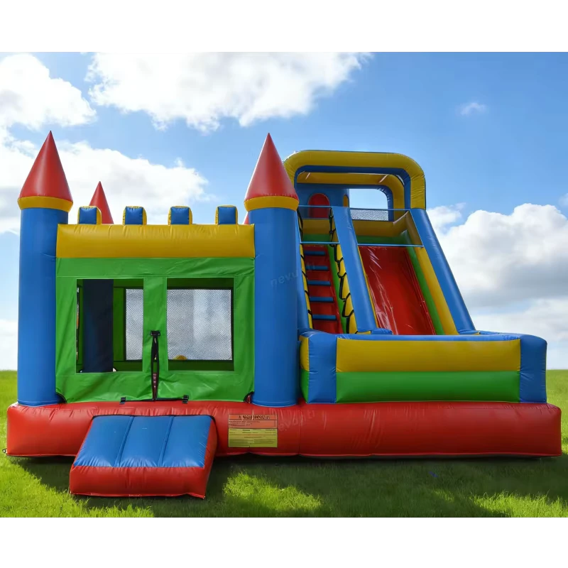Petit château gonflable pour enfants, jeu de saut et toboggan combo extérieur