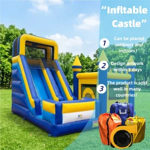 Small Inflatable Bouncer Castle Game for Kids Inflatable House Party Jump Bouncing and Slide Combo Outdoor