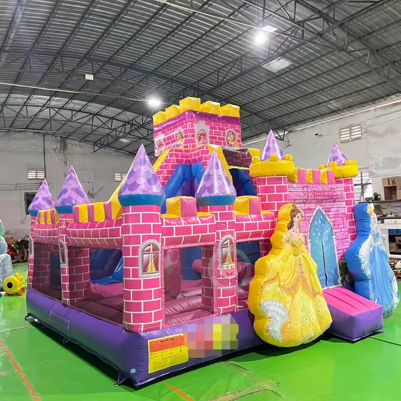 Small Inflatable Carnival Games Bounce House Pink Bouncy Castle for Princess