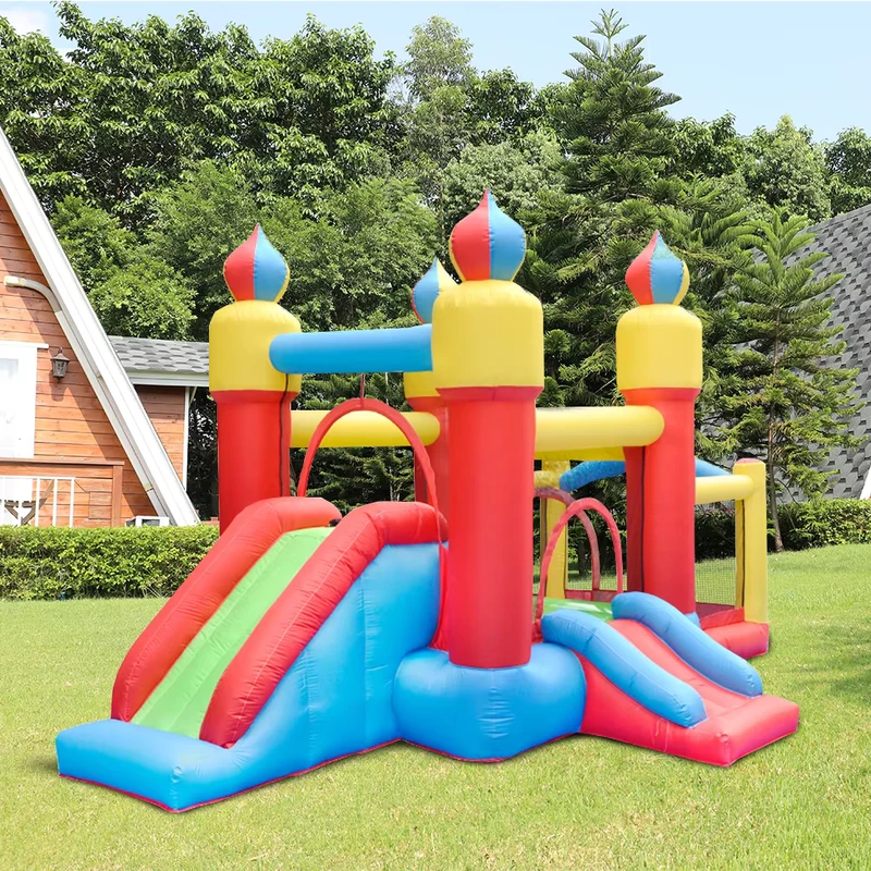 Kleine Pool Vier Pilaren Opblaasbaar Springkasteel Bouncy Castle Elegante Stijl 4 Persoons Capaciteit