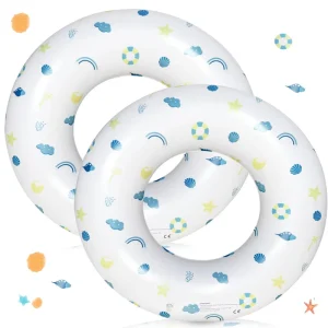 Small Printed PVC Inflatable Swim Ring Rainbow Shell Cloud Float Ring Swimming for Outdoor Swimming Pools