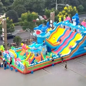 Small Seaworld Bounce House Combo Bouncy Castle Inflatable Bouncer Jumping Castle Kids Air Rock Climbing Slide